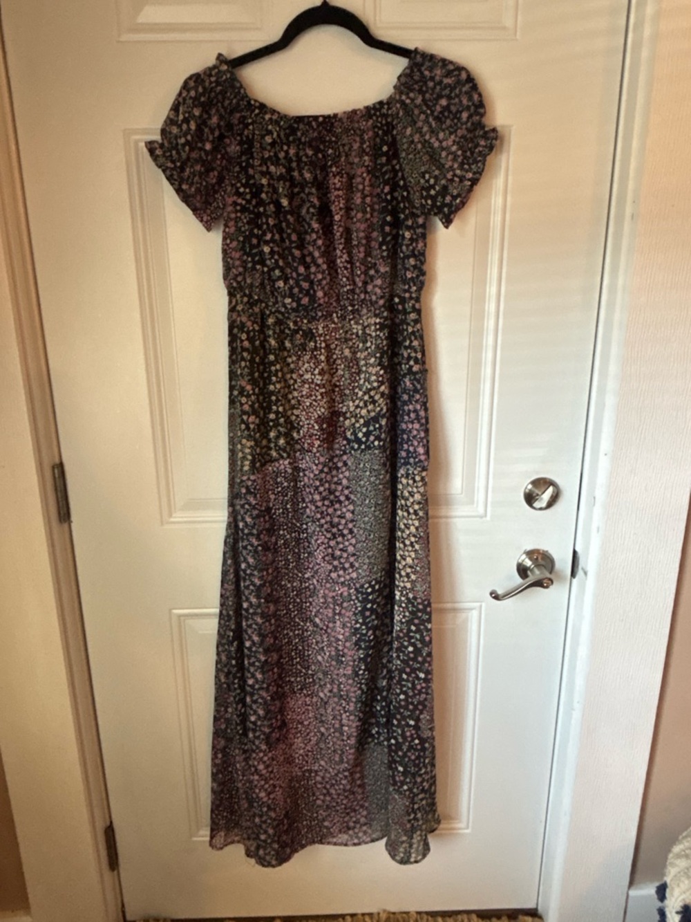 Lulu's Black Floral Maxi Dress with Pink and Blue Print - Picture 4 of 9
